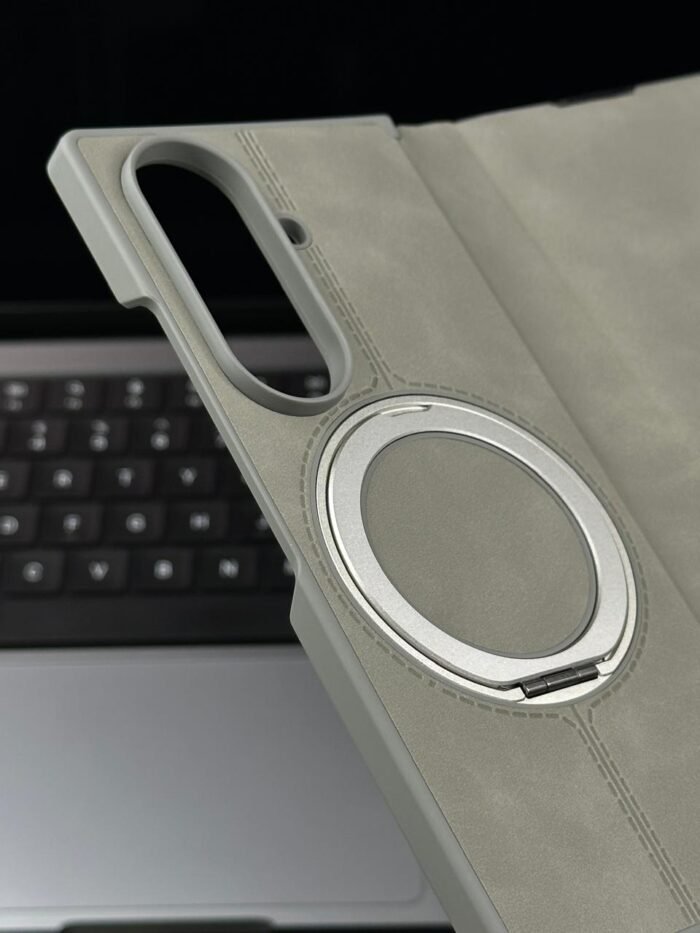 Premium Leather Design With Ring Holder Back Case For Samsung Galaxy Z Fold 7 - Image 6