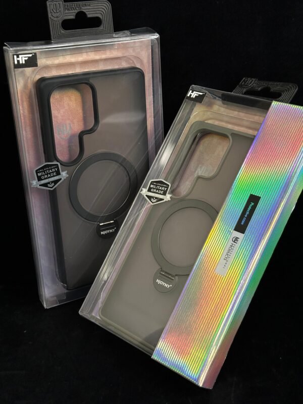 NJOYNY Color Border Matt Back Magsafe Stand Case For Samsung Galaxy S25 Ultra | Galaxy S25 Ultra Covers